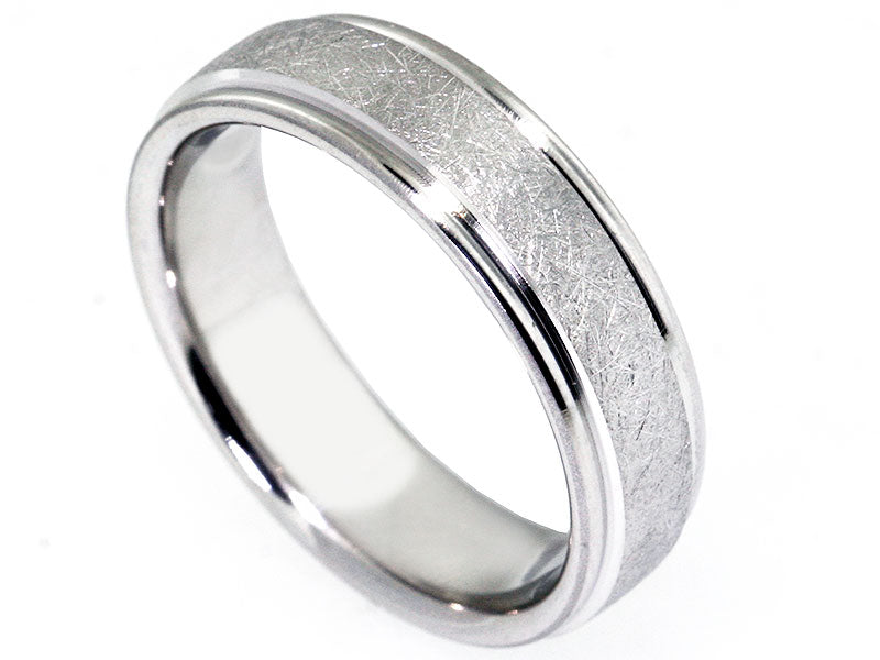 6.5mm Platinum Swirl Wire-Brushed and Rounded-Edge Men's Wedding Band