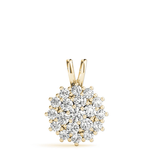 14K Yellow Gold Diamond Cluster Fashion Pendant