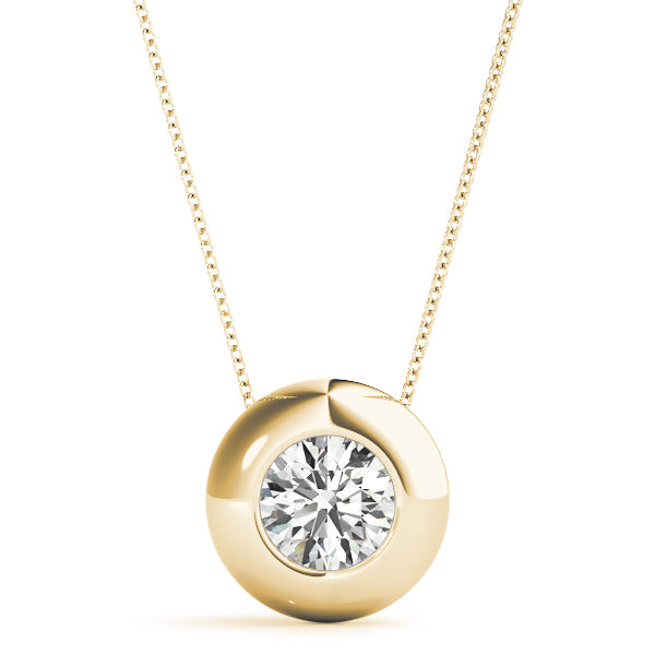14K Yellow Gold 1ct Round Diamond Pendant