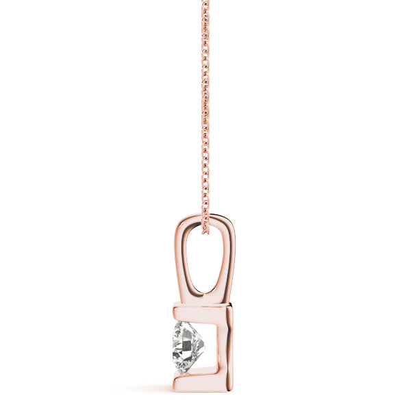 14K Rose Gold 1ct Diamond Solitaire Pendant