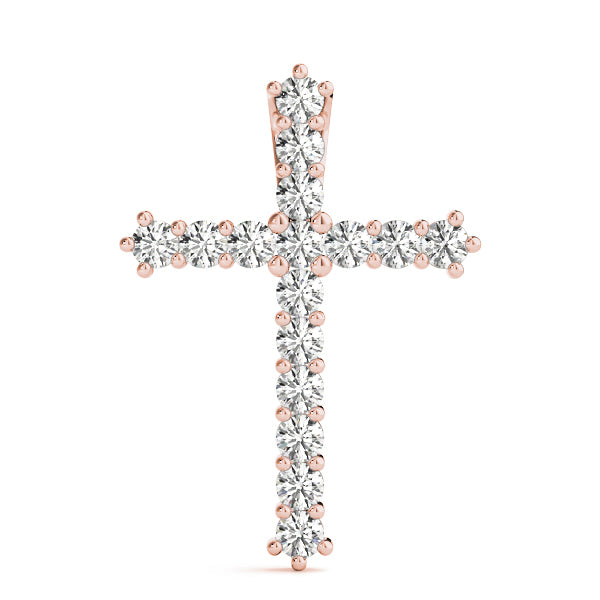 Rose Gold 1 CT Diamond Cross Pendant Necklace