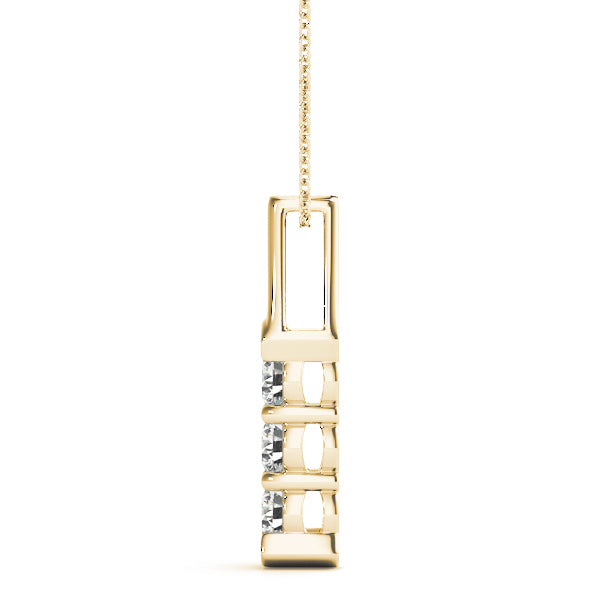 14K Yellow Gold 3-Stone Diamond Pendant
