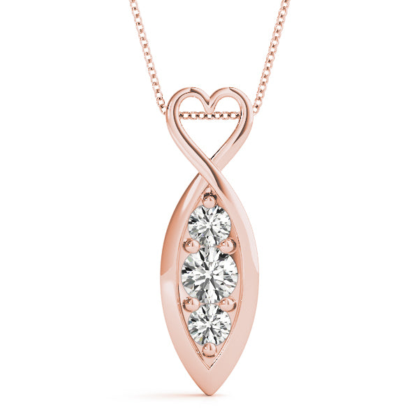 14K Rose Gold 1/2 CT Diamond Three-Stone Pendant
