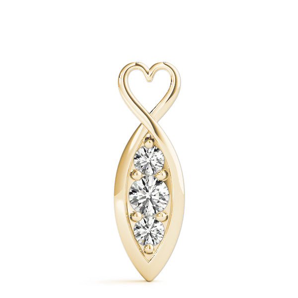 14K Yellow Gold Round Diamond Three-Stone Pendant