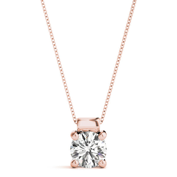 14K Rose Gold 1ct Diamond Pendant Necklace