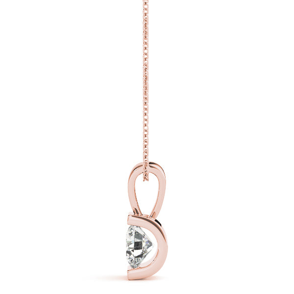 14K Rose Gold 1ct Diamond Solitaire Pendant