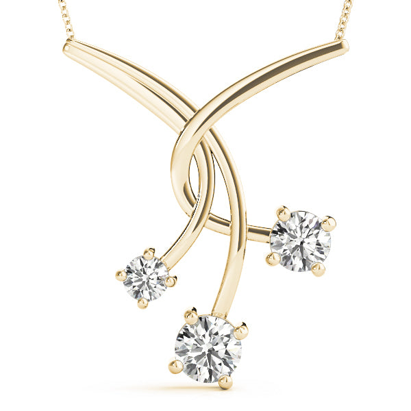 14K Yellow Gold 1 ct Diamond Three-Stone Pendant