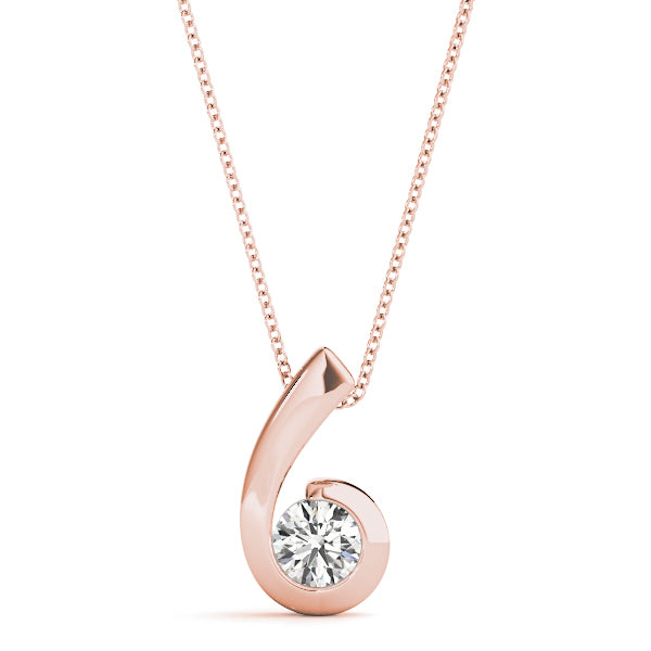 Rose Gold 0.5 CT Diamond Solitaire Pendant Necklace