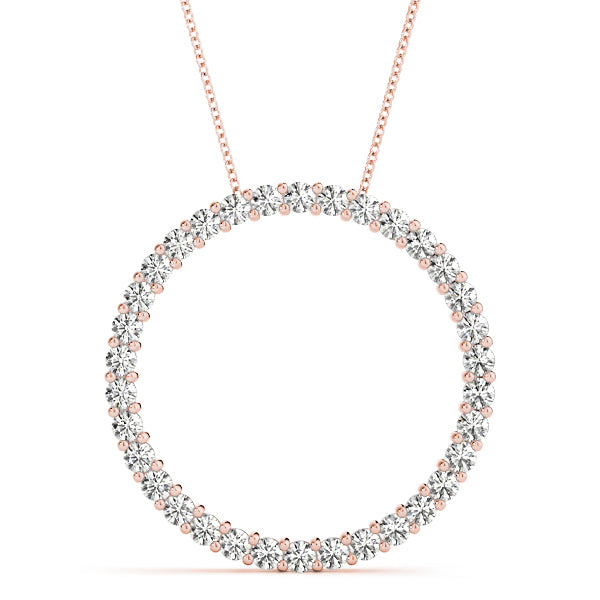 14K Rose Gold Diamond Circle Pendant