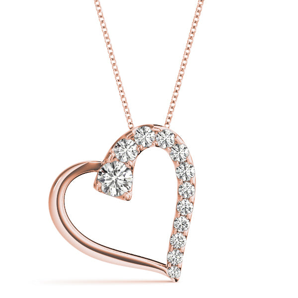 14K Rose Gold Round Diamond Fashion Pendant