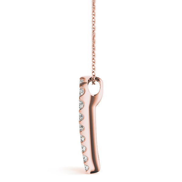 14K Rose Gold Round Diamond Fashion Pendant