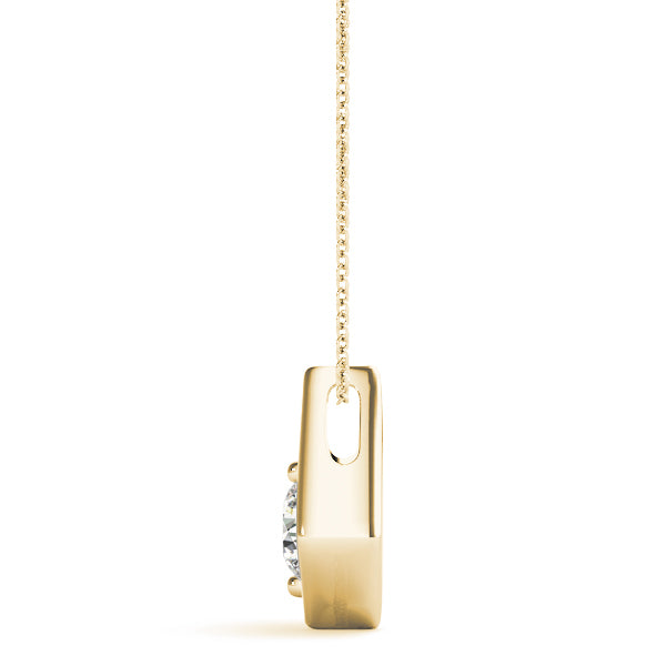 14K Yellow Gold Round Diamond Pendant