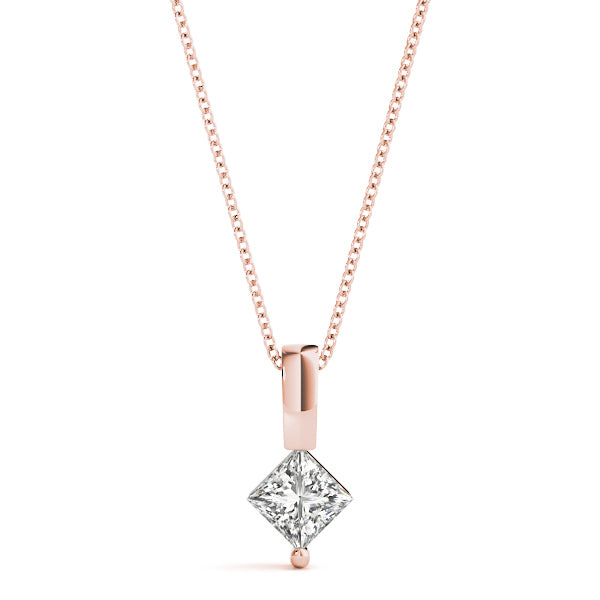 14K Rose Gold 0.05ct Square Diamond Pendant