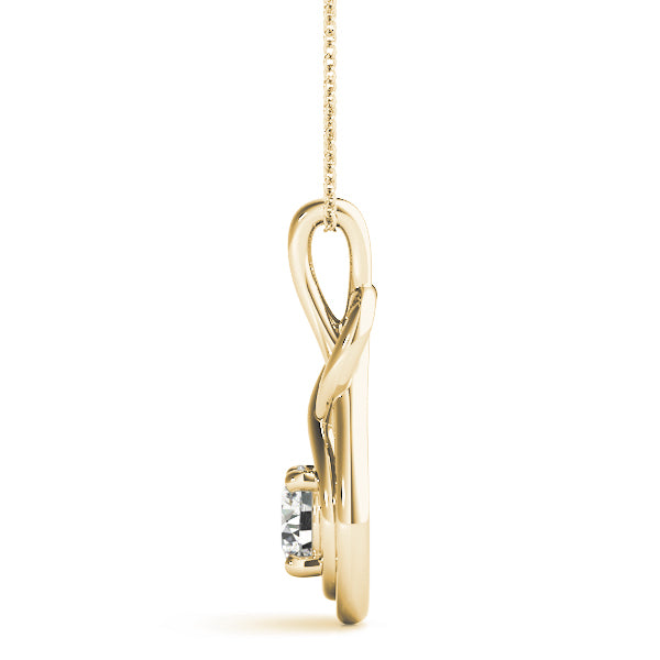 14K Yellow Gold Diamond Love Knot Pendant
