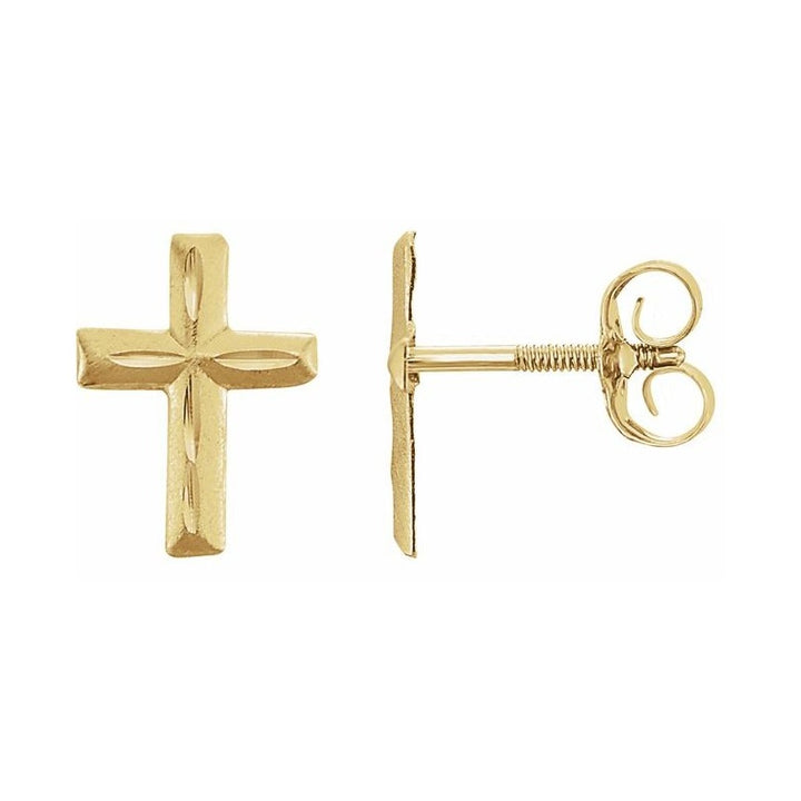 Youth Diamond-Cut Cross Earrings