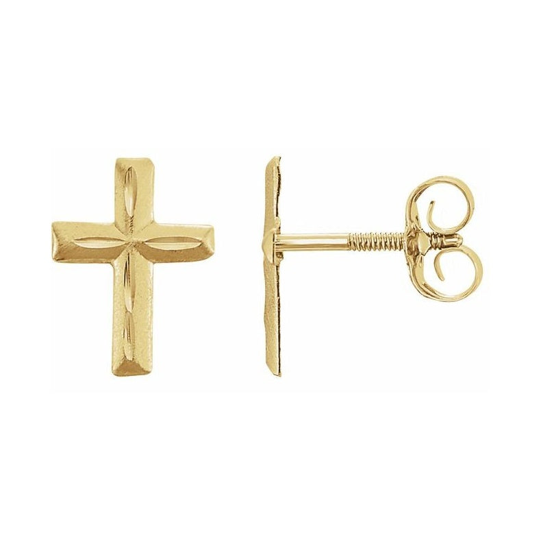 Youth Diamond-Cut Cross Earrings