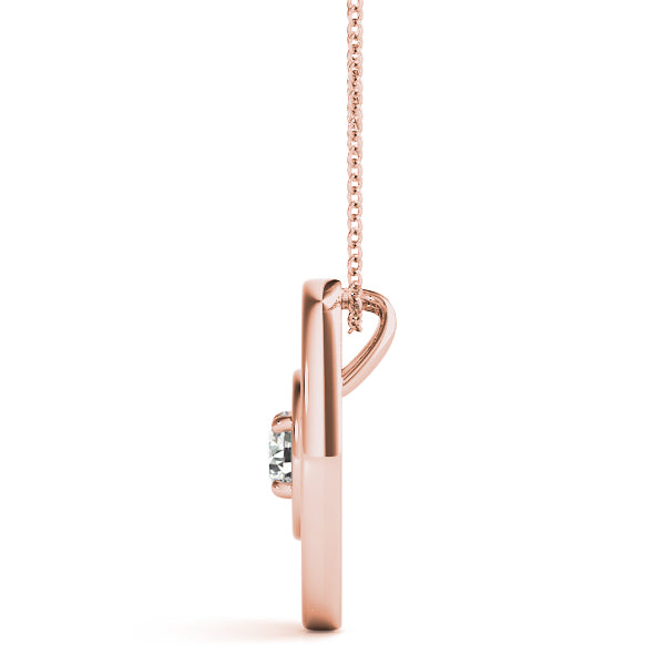 14K Rose Gold 0.1 CT Round Diamond Pendant