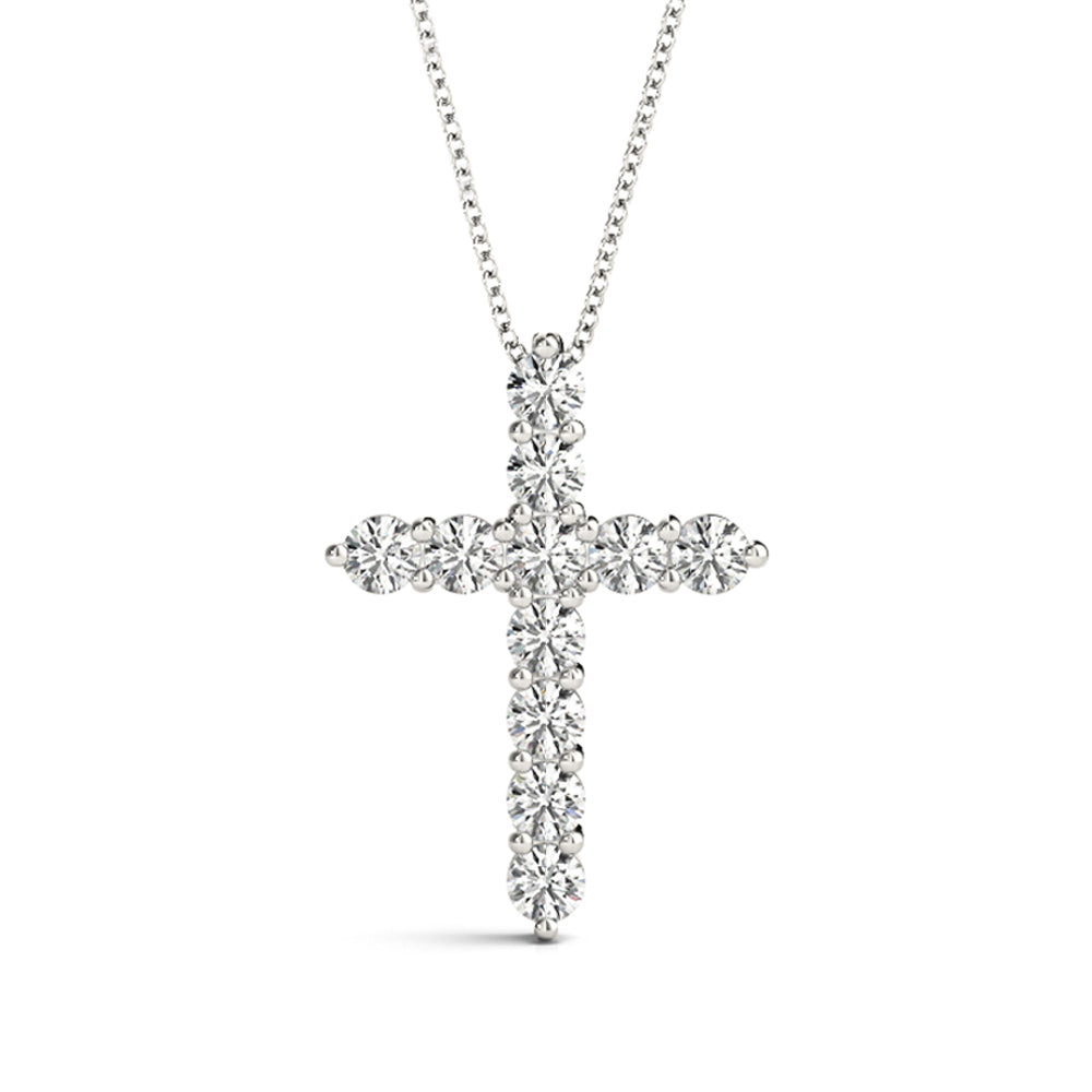 Multi-Diamond Religious Cross Pendant