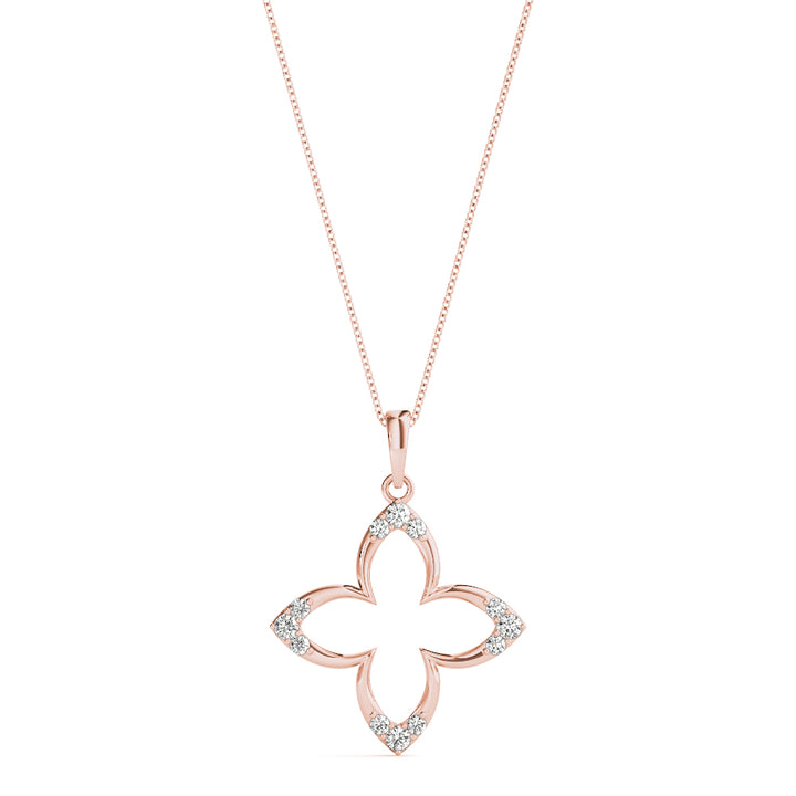 14K Rose Gold Round Diamond Fashion Pendant