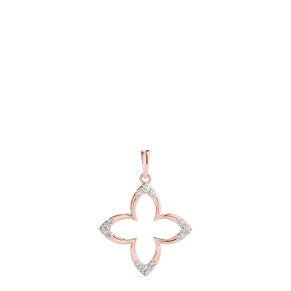 14K Rose Gold Round Diamond Fashion Pendant