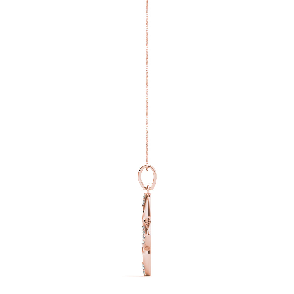14K Rose Gold Round Diamond Fashion Pendant