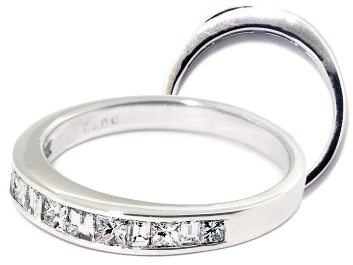 Platinum Alternating Channel Set Diamond Wedding Band