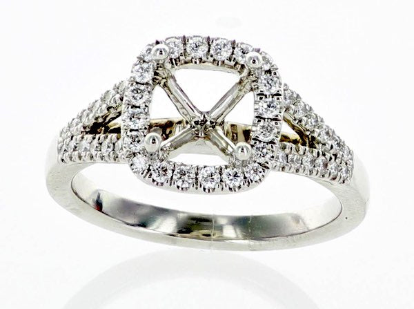 Platinum Split Shank Halo Style Engagement Mounting 44 Diamonds