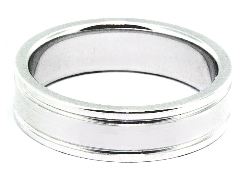 6mm Platinum Brushed-Center Men's Wedding Band