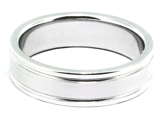 6mm Platinum Brushed-Center Men's Wedding Band