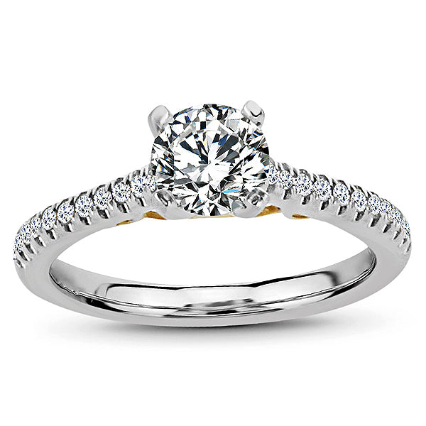 Platinum Ailse Diamond Engagement Ring Setting with 18kt Yellow Gold Accents
