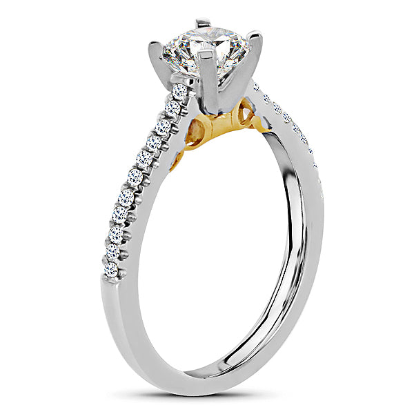 Platinum Ailse Diamond Engagement Ring Setting with 18kt Yellow Gold Accents
