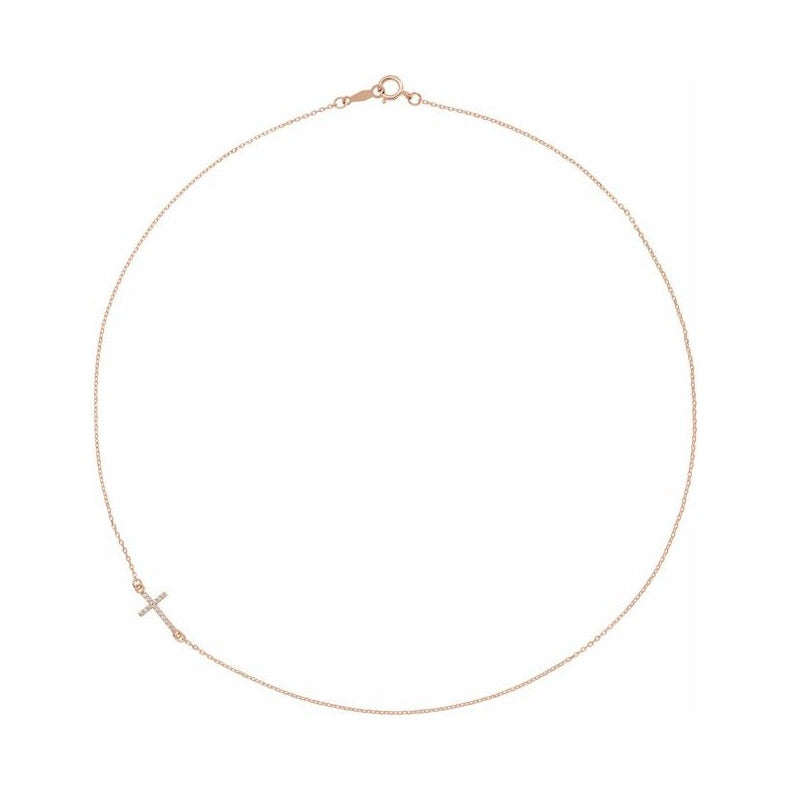 Accented Sideways Cross Necklace