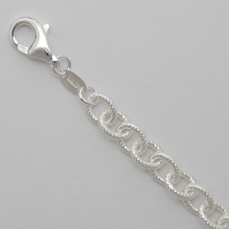 Sterling Silver Textured Oval Bracelet | Washington Diamond