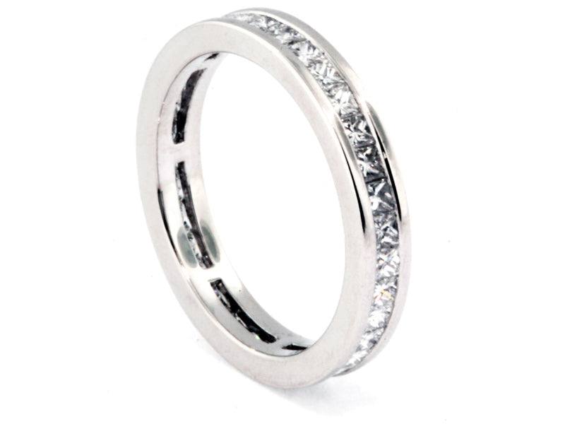 Platinum Princess-Cut Diamond Eternity Wedding Band