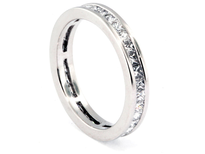 Platinum Princess-Cut Diamond Eternity Wedding Band