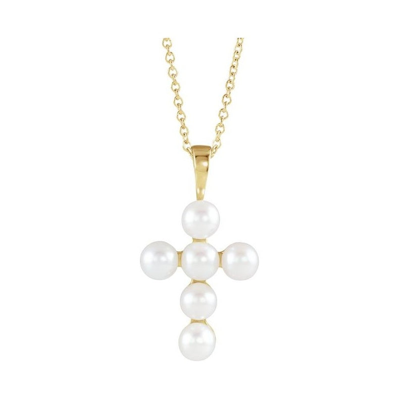 Pearl Cross Necklace or Pendant