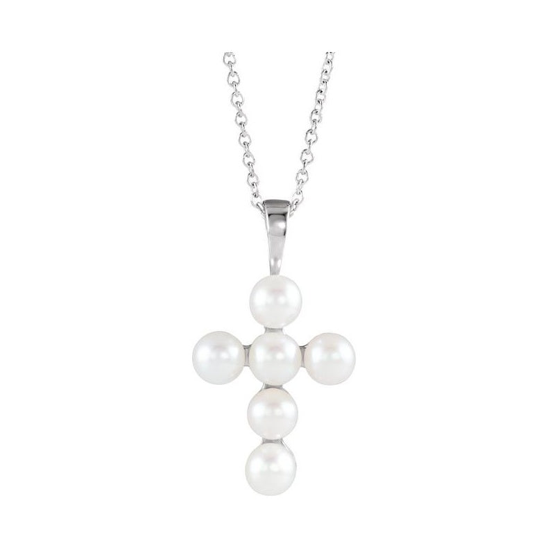 Pearl Cross Necklace or Pendant