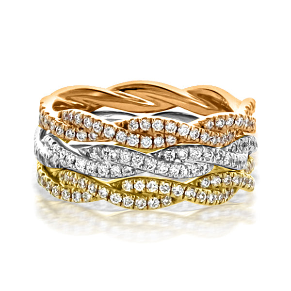 Rose Twine Twisting Diamond Eternity Band 18 Karat Rose Gold