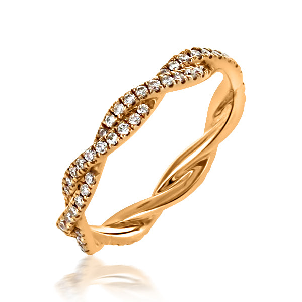 Rose Twine Twisting Diamond Eternity Band 18 Karat Rose Gold
