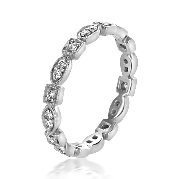 Antique Geometric-Shaped Platinum Diamond Wedding Band