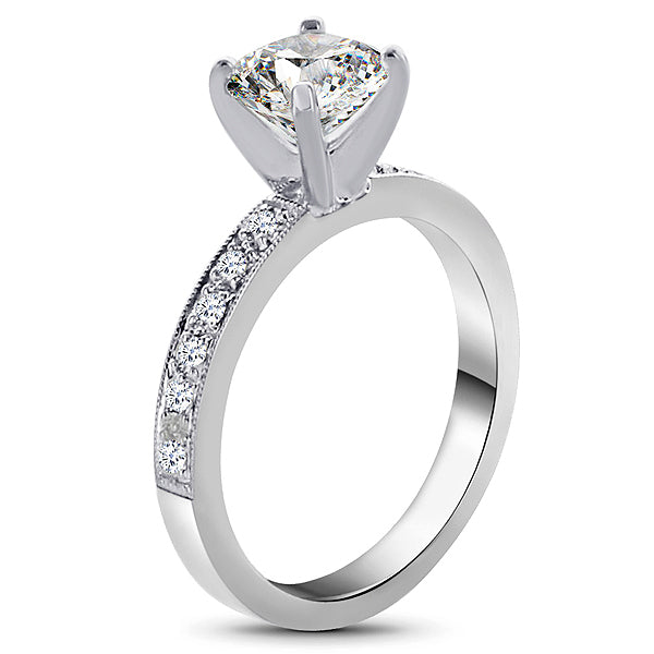 Platinum Milgrain Edge Style Engagement Ring Setting