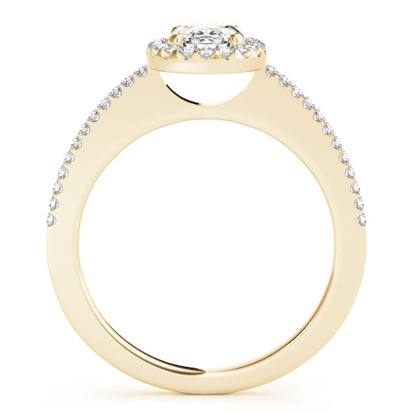 18K Yellow Gold Oval Diamond Engagement Ring with Halo