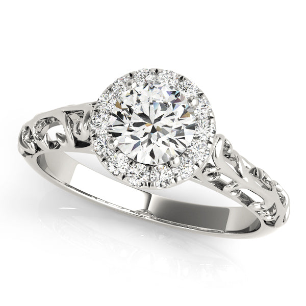 Round Diamond Halo Engagement Ring in Premium Setting