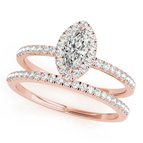 14K Rose Gold Marquise Diamond Engagement Ring