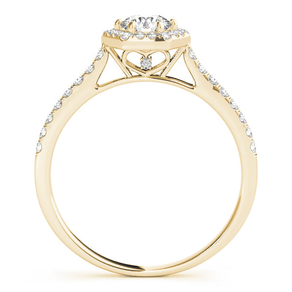 18K Yellow Gold Round Diamond Halo Engagement Ring