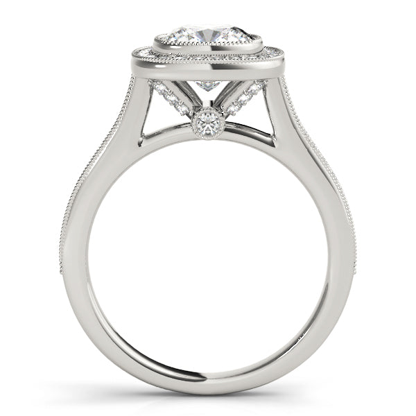 Cushion Diamond Halo Engagement Ring in Premium Setting