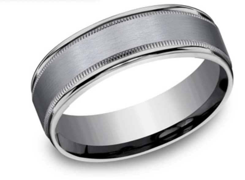 7mm Brushed-center Polished-edge Tantalum Men's Wedding Band