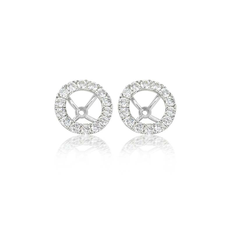 18kt White Gold Circular Diamond Earring Jackets 28 Diamonds