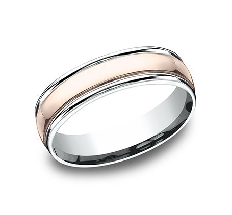 14K Rose Gold Center & Platinum Edge Polished Band