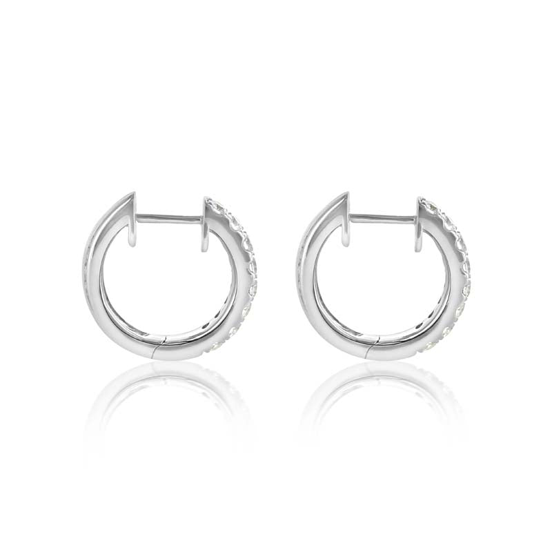 14k White Gold Diamond Huggies